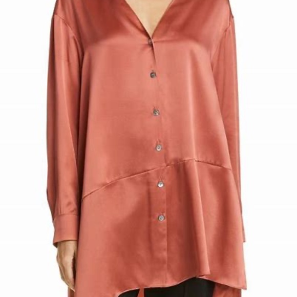 cinq a sept Tops - Cinq a Sept long copper silk blouse